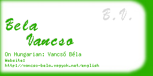 bela vancso business card